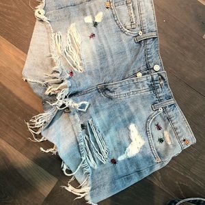 Lady bug ripped lucky brand jean shorts